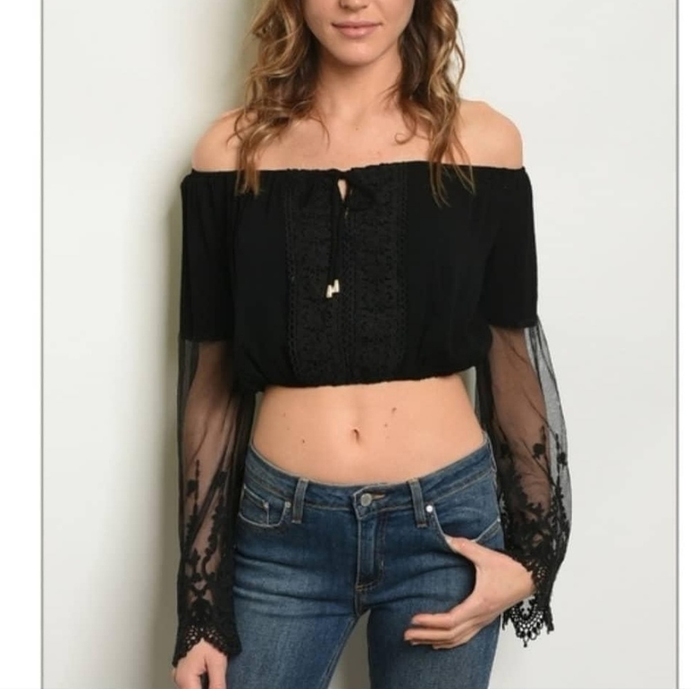 Black Lace Crop Top